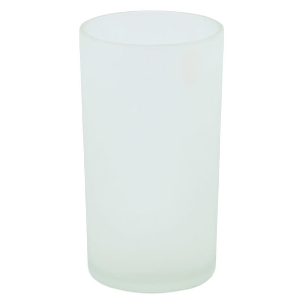 Round frosted glass tealight votive. 10cm high.