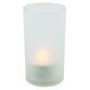 Round frosted glass tealight votive. 10cm high.