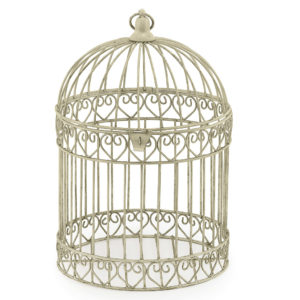 Ivory bird cage style table centrepiece.