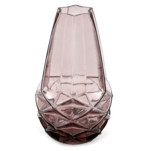 Amethyst glass vase in a teardrop shape. 18cm high.