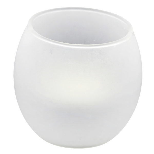 Round frosted votive tealight.
