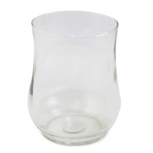 Small glass hurricane vase - hourglass shape.