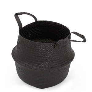 Black woven pot plant holder.