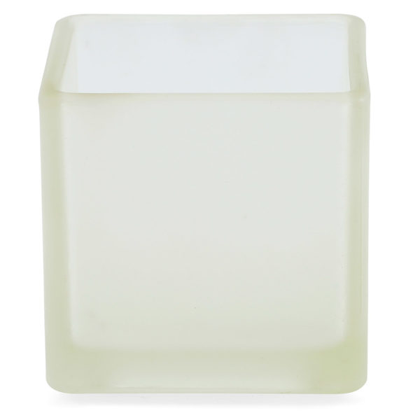 Square frosted glass tealight votive. 5cm high.