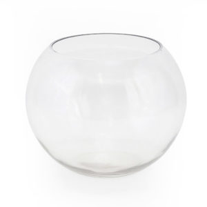 Fishbowl glass vase with a wide mouth (8cm). 16cm high.