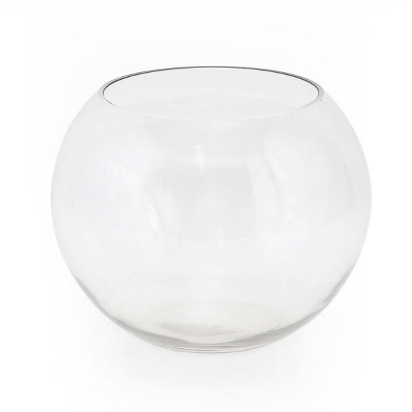 Fishbowl glass vase with a wide mouth (8cm). 16cm high.
