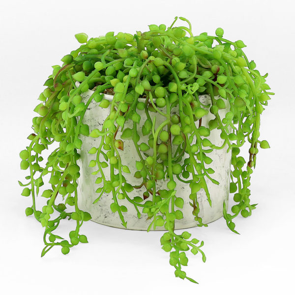 Housed in a pot with a natural marble effect, this faux potted plant will add a nice touch of greenery to your event.