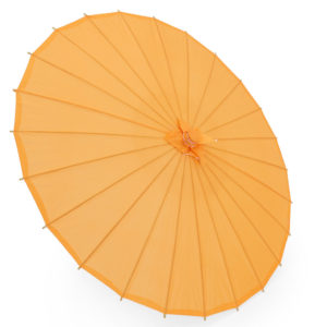 Bright Japanese paper parasols. 
84cm diametre when opened.
Handle to tip 59cm.