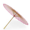 Bright Japanese paper parasols. 
84cm diametre when opened.
Handle to tip 59cm.