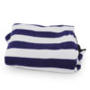 Blue and white roll up picnic rug.