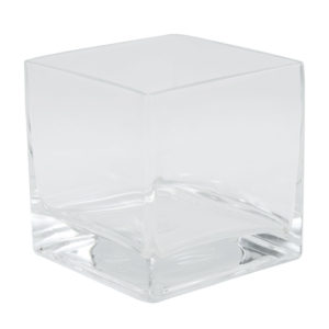 Square clear glass vase.