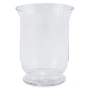 Straight edged metropole glass hurricane vase.