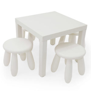 Small white plastic children's table.