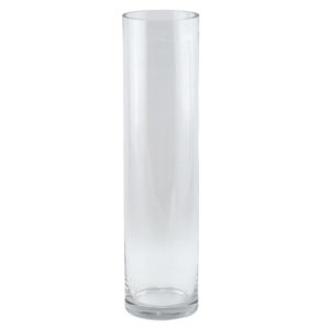 Vase - Cylindrical - Clear glass - 40cm (high) x 10cm (diametre).