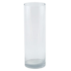 Vase - Cylindrical - Clear glass - 30cm (high) x 10cm (diametre).