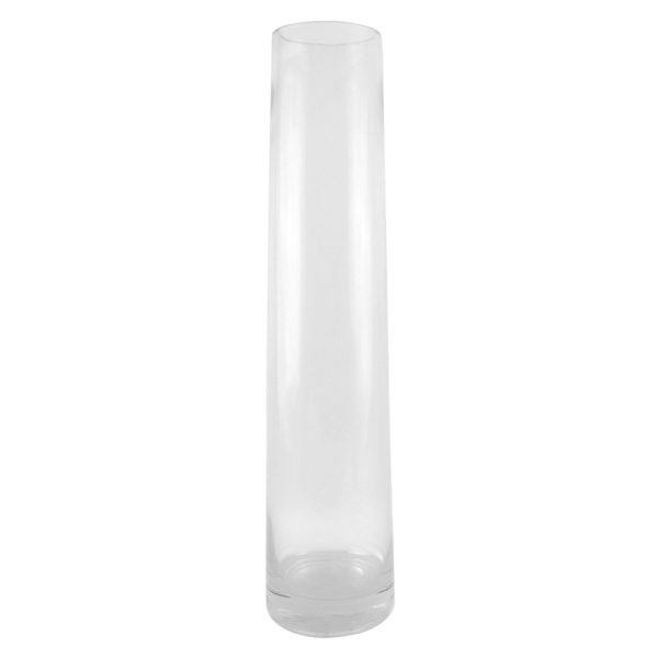 Vase - Cylindrical - Clear glass - 60cm (high) x 10cm (diametre).