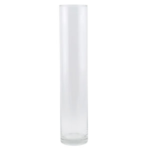 Vase - Cylindrical - Clear glass - 50cm (high) x 10cm (diametre).