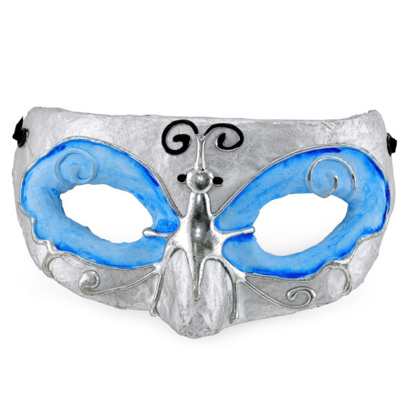 Blue and silver butterfly mask.