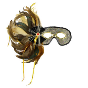 Gold and brown feather mask.