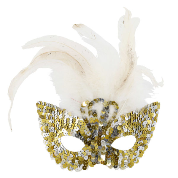 Gold and silver sequined mask.