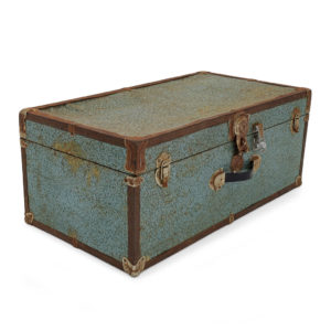 Vintage blue suitcase.