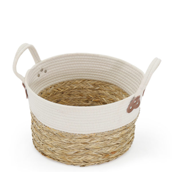 Rattan basket - natural and white.