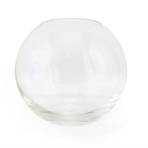 Fishbowl glass vase with a narrow mouth. 16cm high.