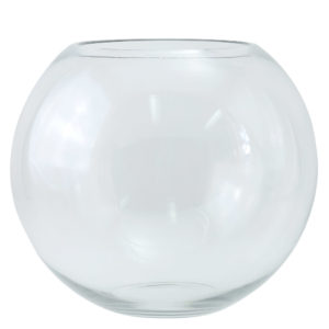 Round glass vase. 20cm high.