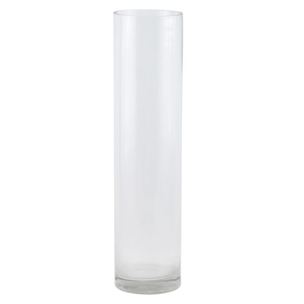 Vase - Cylindrical - Clear glass - 50cm (high) x 12cm (diametre).