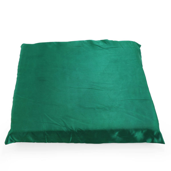 Green satin cushion.