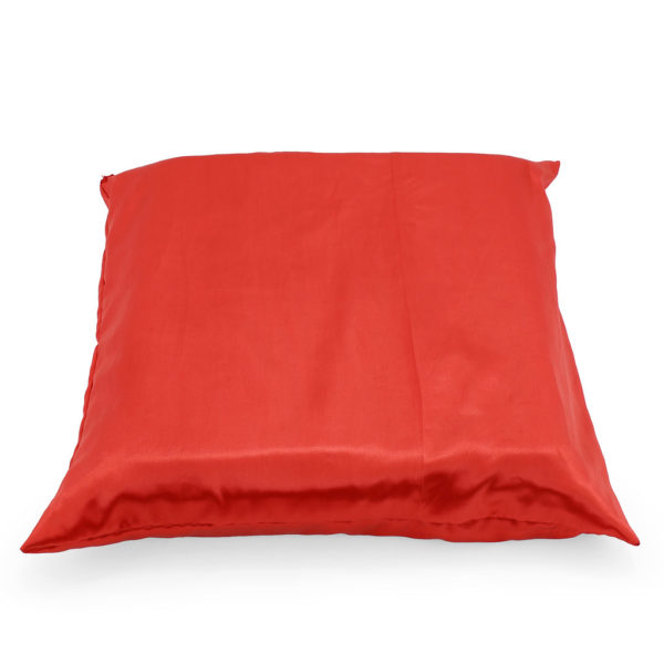 Red satin cushion.