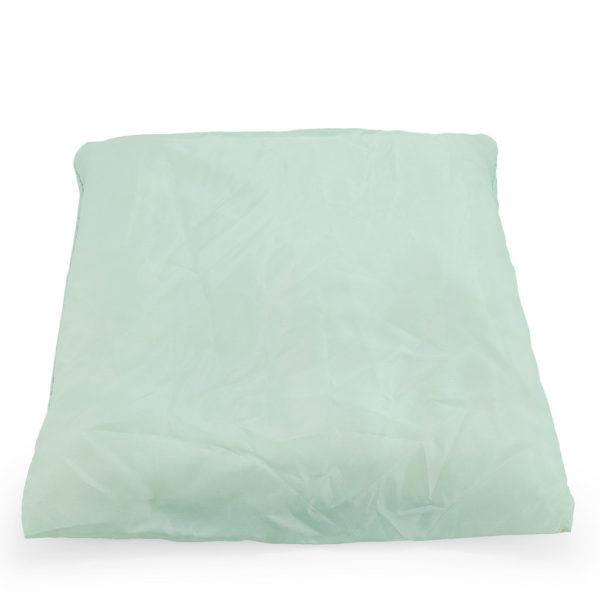 Light green/lime satin cushion.