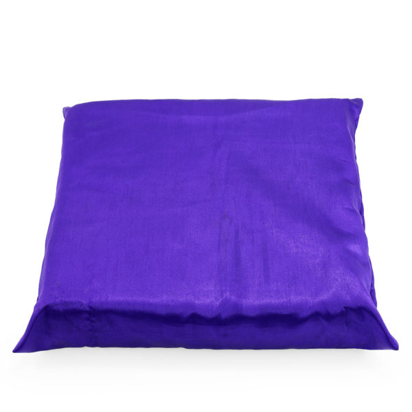 Purple satin cushion.