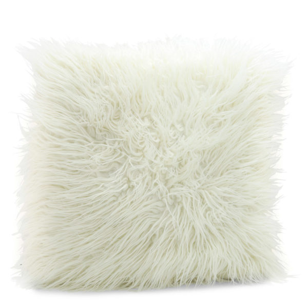 White fur cushion.