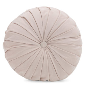 Pale pink round cushion.