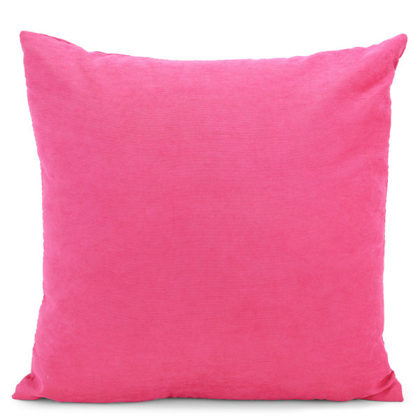 Bright pink cushion.