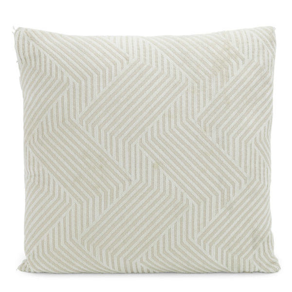 White and cream zig-zag patterned cushions.