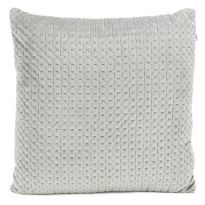Light grey/silver soft cushion with stitching detail.