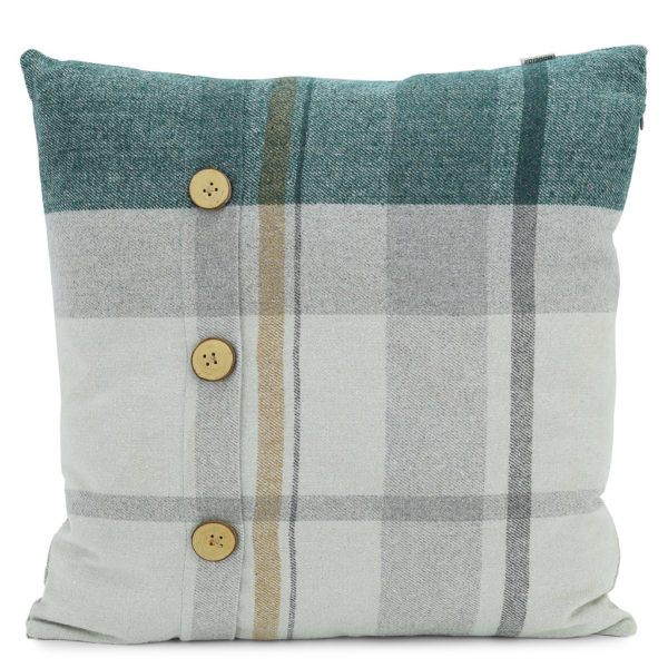 Green and grey flannel design woolen cushion.