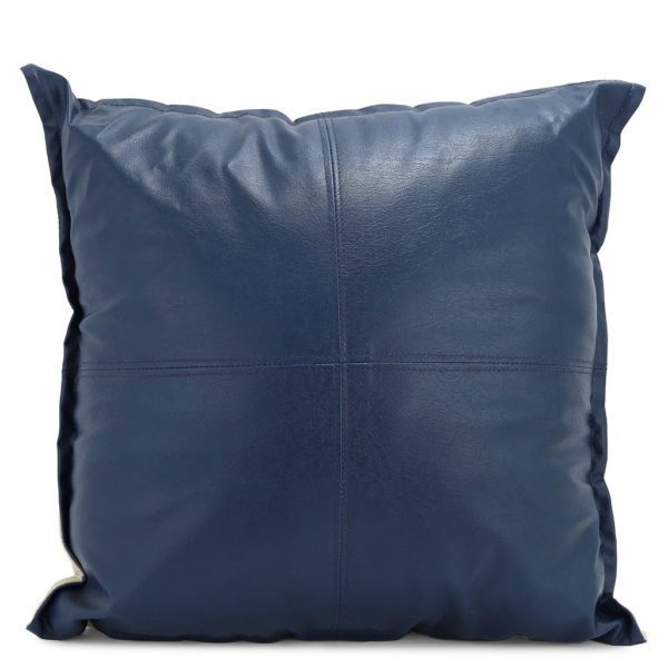 Leather-look dark blue cushion.
