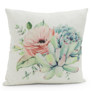 White floral patterned cushion.