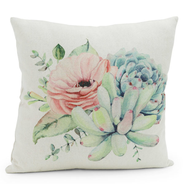 White floral patterned cushion.
