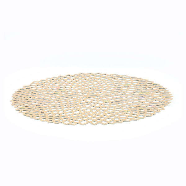 Decorative Gold Vinyl Placemat.

Add accents of colour and elegance to your party tables with our Decorative Gold Placemat.

This placemat is made from die cut vinyl plastic and has a shiny gold finish on the front. It measures 37cm in diameter.

With a chrysanthemum looking floral cut design, this placemat will add sparkle to the centre of your party tables.

Stunning when added to table centres as the base of a centrepiece. Decorate food buffets or grazing tables with these at the base of platters or set an elegant guest table with one of these placemats underneath each guest's place setting.