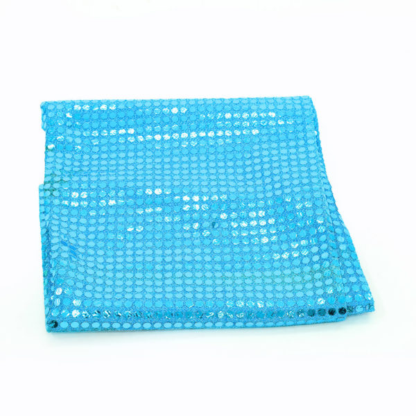 Blue sequined tablecloth. 100cm x 90cm. 
Can be used as an overlay.