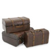 Set of vintage brown suitcases. 

Large - 23cm (H) x 40cm (W) x 50cm (L)
Medium - 20cm (H) x 32cm (W) x 45cm (L)
Small - 15cm (H) x 25cm (W) x 30cm (L)