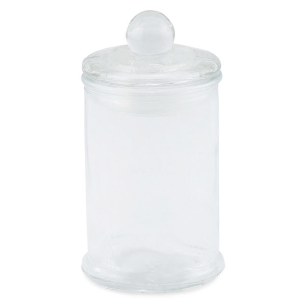 Small glass lolly jar with lid.