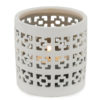 Ceramic white cut out tealight candle holders.