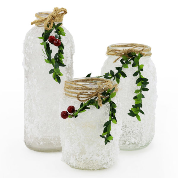 Decorative Christmas themed jars. For table centrepieces.