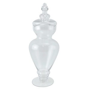 Large clear glass jar - hourglass shape.