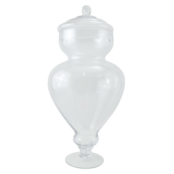 Small glass hurricane vase - hourglass shape.